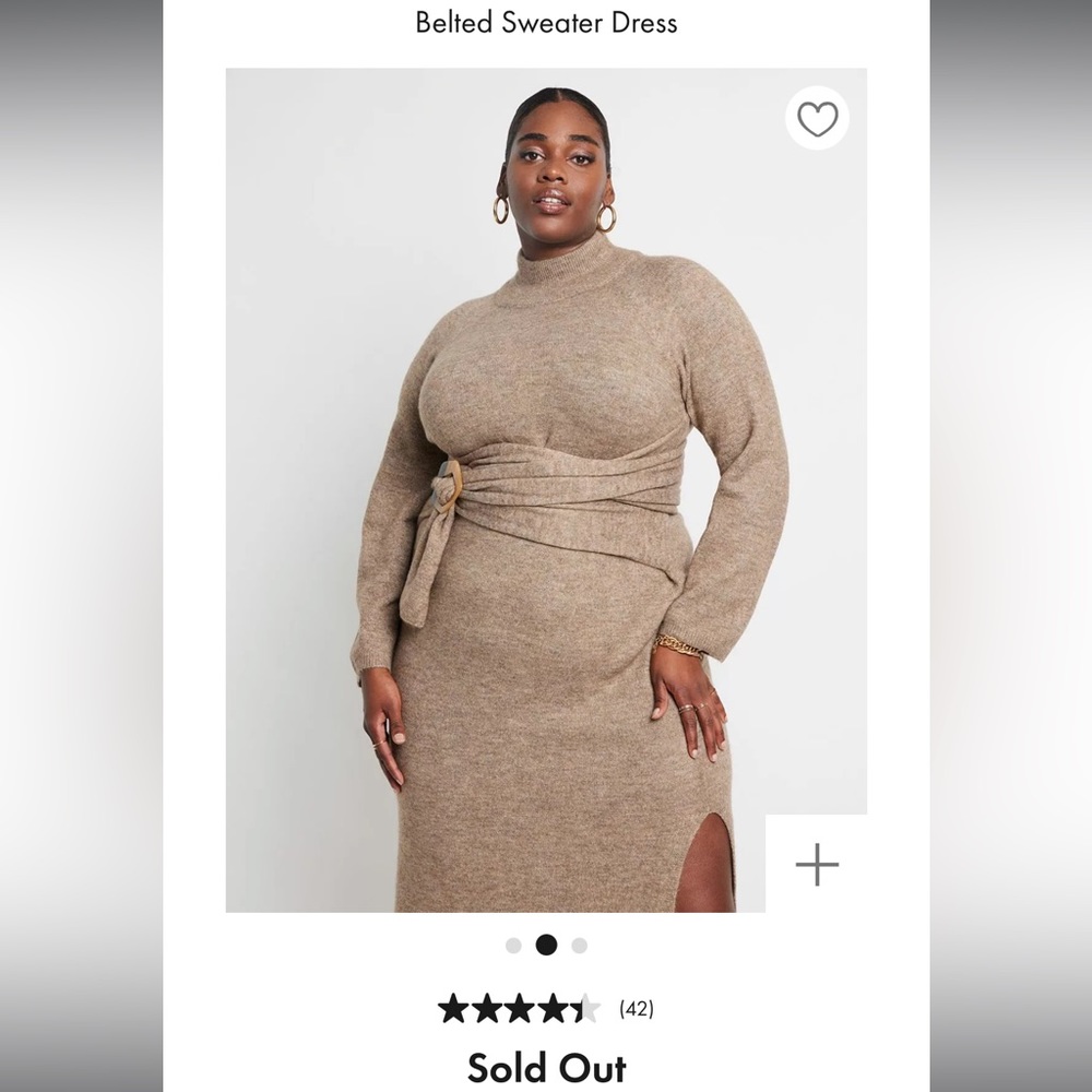 NWT Eloquii Mock Neck Belted Sweater Dress Size 14/16 New With Tags